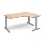 TR10 deluxe right hand ergonomic desk 1600mm - silver frame, beech top TDER16SB