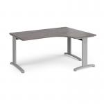 TR10 deluxe right hand ergonomic desk 1600mm - silver frame, grey oak top TDER16SGO