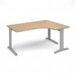 TR10 deluxe right hand ergonomic desk 1600mm - silver frame, oak top TDER16SO