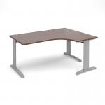 TR10 deluxe right hand ergonomic desk 1600mm - silver frame, walnut top TDER16SW