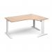 TR10 deluxe right hand ergonomic desk 1600mm - white frame, beech top TDER16WB