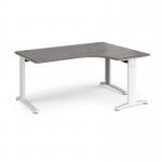 TR10 deluxe right hand ergonomic desk 1600mm - white frame, grey oak top TDER16WGO