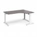 TR10 deluxe right hand ergonomic desk 1600mm - white frame, grey oak top TDER16WGO