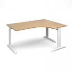 TR10 deluxe right hand ergonomic desk 1600mm - white frame and oak top
