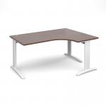 TR10 deluxe right hand ergonomic desk 1600mm - white frame, walnut top TDER16WW