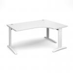 TR10 deluxe right hand ergonomic desk 1600mm - white frame and white top