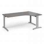 TR10 deluxe right hand ergonomic desk 1800mm - silver frame, grey oak top TDER18SGO