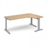 TR10 deluxe right hand ergonomic desk 1800mm - silver frame, oak top TDER18SO