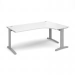 TR10 deluxe right hand ergonomic desk 1800mm - silver frame, white top TDER18SWH
