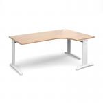 TR10 deluxe right hand ergonomic desk 1800mm - white frame and beech top