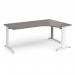 TR10 deluxe right hand ergonomic desk 1800mm - white frame, grey oak top TDER18WGO