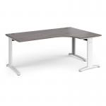 TR10 deluxe right hand ergonomic desk 1800mm - white frame and grey oak top