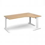 TR10 deluxe right hand ergonomic desk 1800mm - white frame, oak top TDER18WO