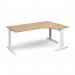 TR10 deluxe right hand ergonomic desk 1800mm - white frame, oak top TDER18WO