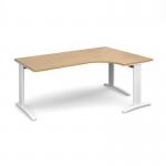 TR10 deluxe right hand ergonomic desk 1800mm - white frame, oak top TDER18WO