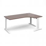 TR10 deluxe right hand ergonomic desk 1800mm - white frame, walnut top TDER18WW