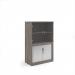 Systems combination unit with tambour doors and glass upper doors 1600mm high with 2 shelves - Grey Oak TG16GO