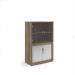 Systems combination unit with tambour doors and glass upper doors 1600mm high with 2 shelves - Nebraska Oak TG16NO