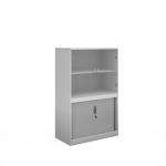 Systems combination unit with tambour doors and glass upper doors 1600mm high with 2 shelves - white TG16WH