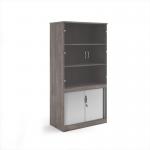 Systems combination unit with tambour doors and glass upper doors 2000mm high with 2 shelves - Grey Oak TG20GO