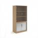 Systems combination unit with tambour doors and glass upper doors 2000mm high with 2 shelves - Kendal Oak TG20KO