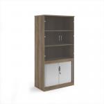 Systems combination unit with tambour doors and glass upper doors 2000mm high with 2 shelves - Nebraska Oak TG20NO