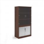 Systems combination unit with tambour doors and glass upper doors 2000mm high with 2 shelves - Walnut TG20W
