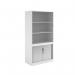 The Dams Cupboards Systems combination unit has a sleek, white design with tambour doors and glass upper doors. Standing at 2000mm high, it features 2 shelves for storage. A modern, functional addition to any space.