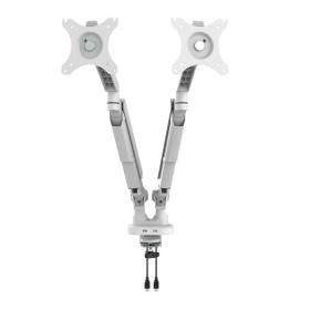 Triton gas lift space-saving double monitor arm - white TGDMARM-WH