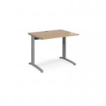 TR10 height settable straight desk 1000mm x 800mm - silver frame and beech top