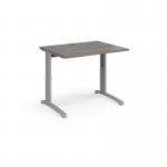 TR10 height settable straight desk 1000mm x 800mm - silver frame and grey oak top