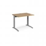 TR10 height settable straight desk 1000mm x 800mm - silver frame and oak top