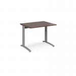 TR10 height settable straight desk 1000mm x 800mm - silver frame, walnut top THS10SW