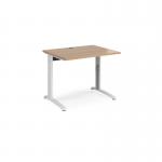 TR10 height settable straight desk 1000mm x 800mm - white frame, beech top THS10WB