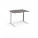 TR10 height settable straight desk 1000mm x 800mm - white frame, grey oak top THS10WGO