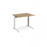 TR10 height settable straight desk 1000mm x 800mm - white frame, oak top THS10WO