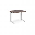 TR10 height settable straight desk 1000mm x 800mm - white frame, walnut top THS10WW
