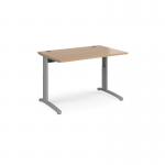 TR10 height settable straight desk 1200mm x 800mm - silver frame, beech top THS12SB