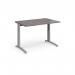 TR10 height settable straight desk 1200mm x 800mm - silver frame, grey oak top THS12SGO