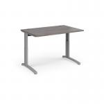 TR10 height settable straight desk 1200mm x 800mm - silver frame and grey oak top