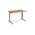 TR10 height settable straight desk 1200mm x 800mm - silver frame and oak top