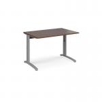 TR10 height settable straight desk 1200mm x 800mm - silver frame and walnut top