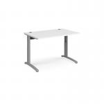 TR10 height settable straight desk 1200mm x 800mm - silver frame, white top THS12SWH