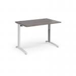 TR10 height settable straight desk 1200mm x 800mm - white frame and grey oak top