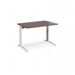 TR10 height settable straight desk 1200mm x 800mm - white frame, walnut top THS12WW