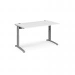 TR10 height settable straight desk 1400mm x 800mm - silver frame and white top