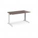 TR10 height settable straight desk 1400mm x 800mm - white frame, walnut top THS14WW