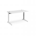 TR10 height settable straight desk 1400mm x 800mm - white frame, white top THS14WWH