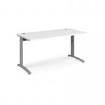 TR10 height settable straight desk 1600mm x 800mm - silver frame and white top