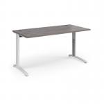 TR10 height settable straight desk 1600mm x 800mm - white frame, grey oak top THS16WGO